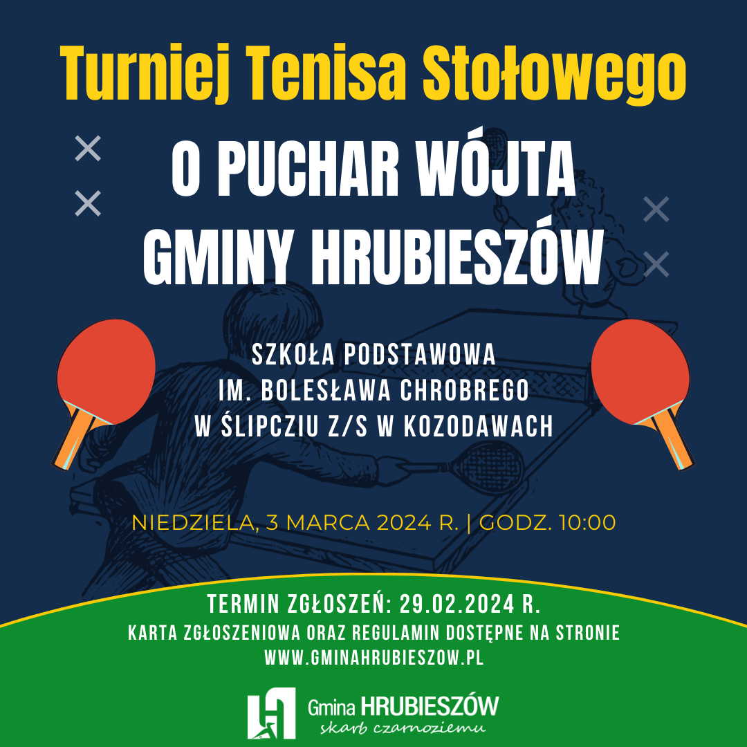 Plakat promocyjny Turnieju Tenisa Stołowego