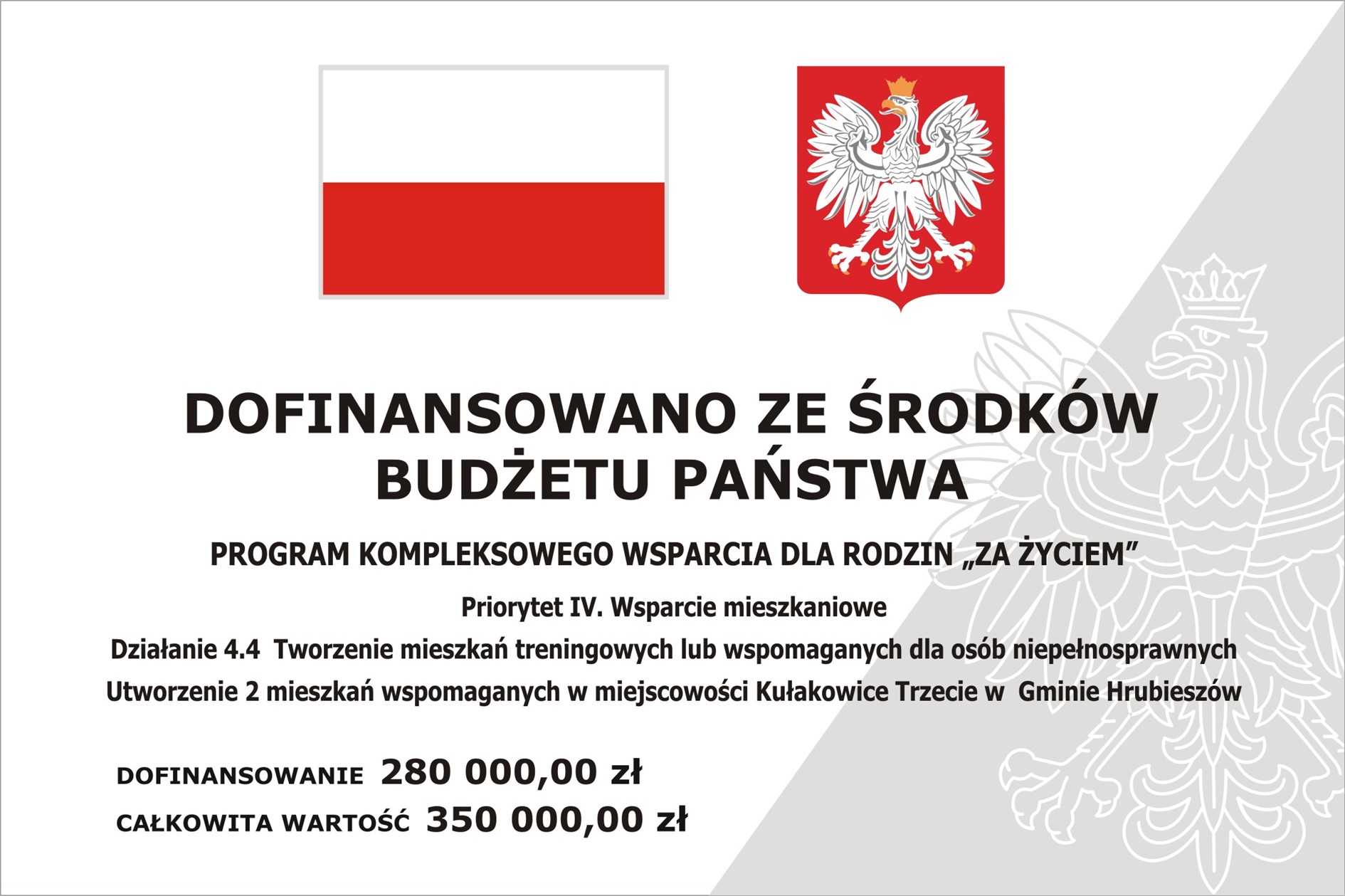 Utworzenie 2 mieszkań wspomaganych w miejscowości Kułakowice Trzecie  w Gminie Hrubieszów