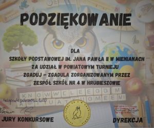 Podziękowanie dla naszej szkoły