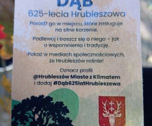 plakat informujący o wydarzeniu- sadzenia potomka Dębu Wiktora