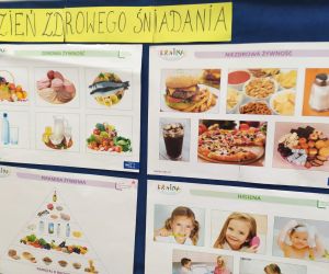 tablice demonstracyjne przedstawiające zdrowe  produkty