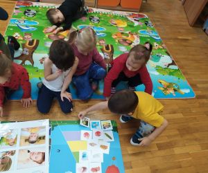 dzieci pracują z kartami 