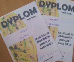 dyplomy za udział w zajęciach podczas dnia pizzy