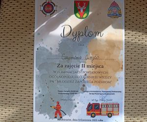 Dyplom za zajęcie 2 miejsca